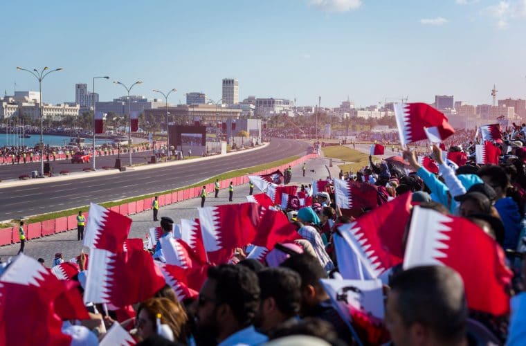 people watching Qatar National Day parade