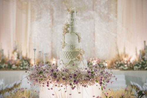 wedding cake decorated with flowers