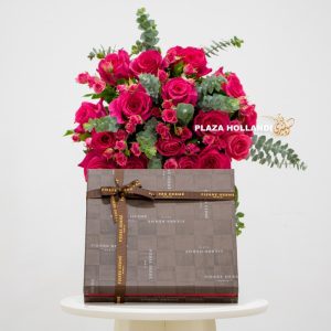 flower bouquet with chocolate box