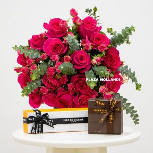 flower bouquet with chocolate box