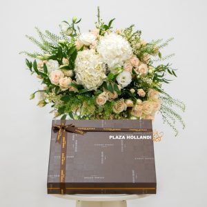 flower bouquet with chocolate box