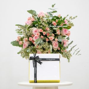 flower bouquet with chocolate box