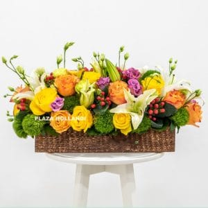 Yellow, purple and green flower arrangement