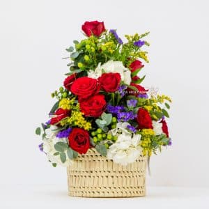 basket arrangement with flowers