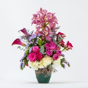 Purple and pink flower arrangement