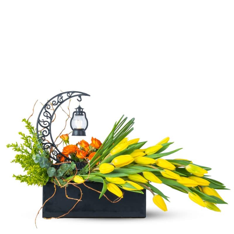 Yellow Tulip Arrangement with Half Moon