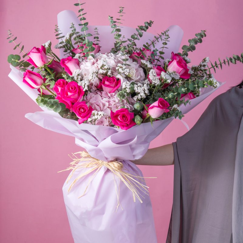 Hydrangea Eucalyptus Rose Grandeur Bouquet