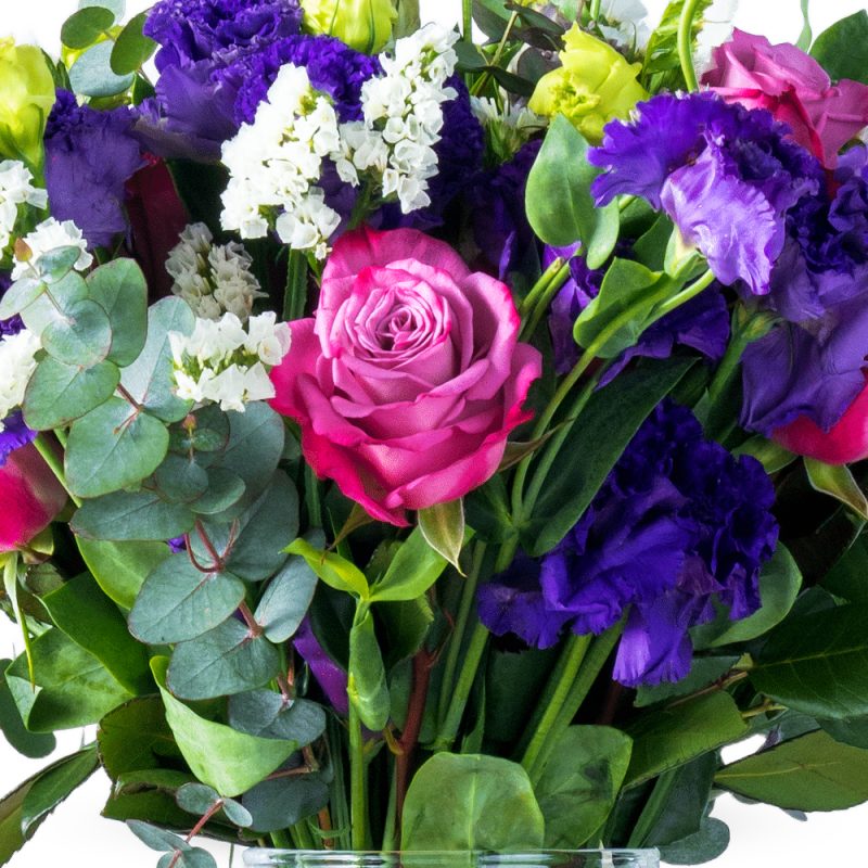 Rose Statice Eucalyptus Bouquet in Glass Vase