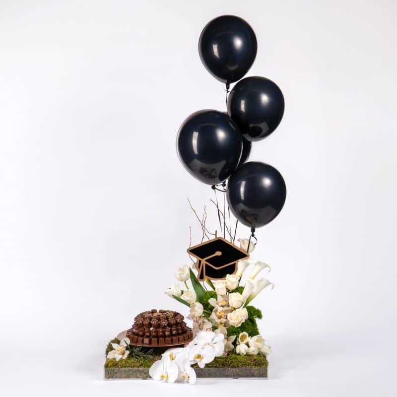 White Cymbidium and Rose with Geometry Chocolate