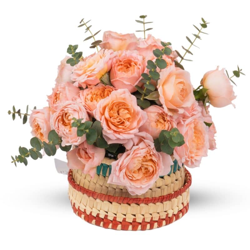 Peach Spray Roses Basket