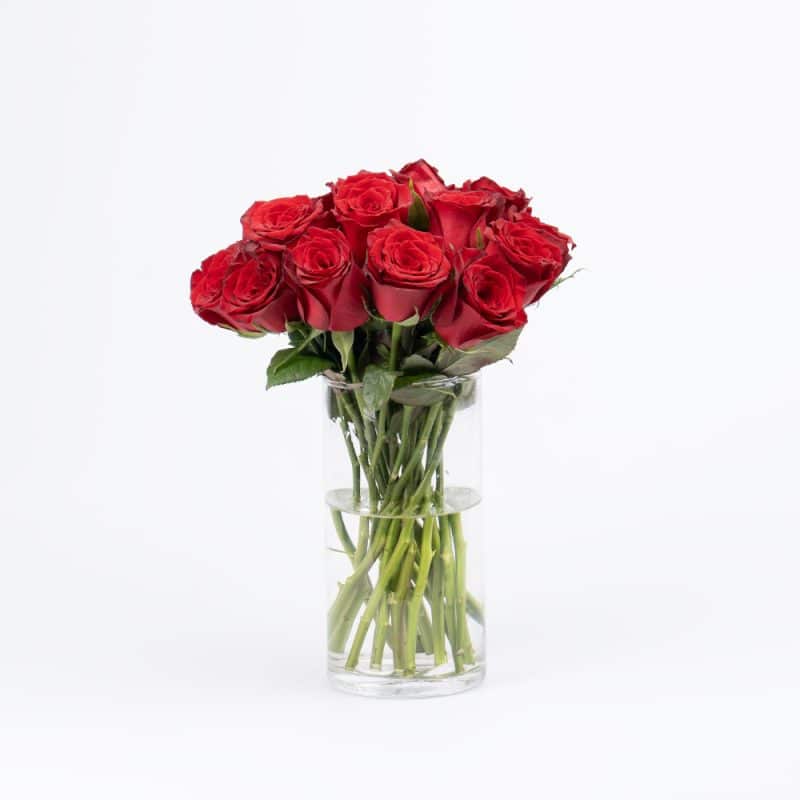 40 Red Roses with Glass Vase