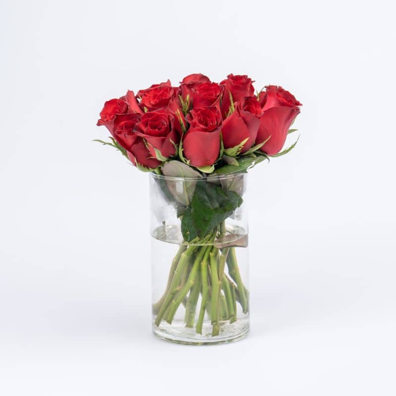 40 Red Roses with Glass Vase