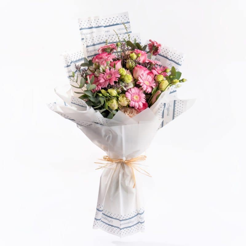 Charming Eustoma and Rose Arrangement