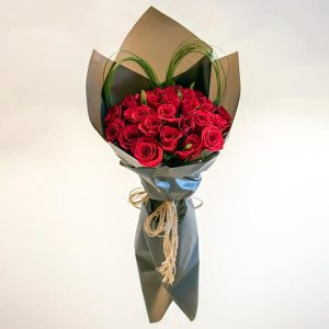 Home 46 Red rose flower bouquet with black paper