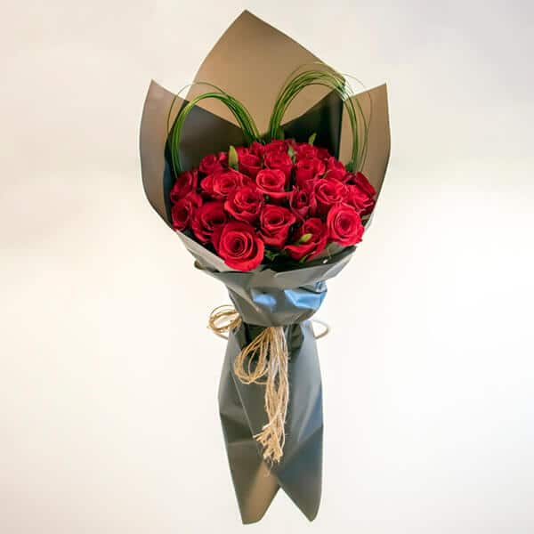 My heart Red rose flower bouquet with black paper