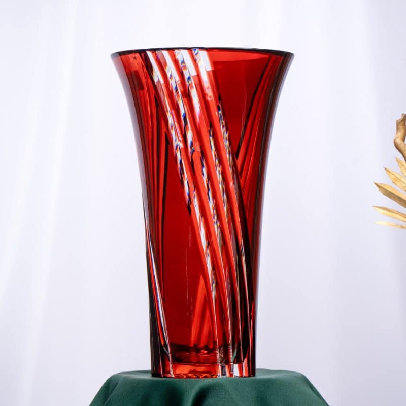 Red Cristallerie de Montbronn Crystal Vase