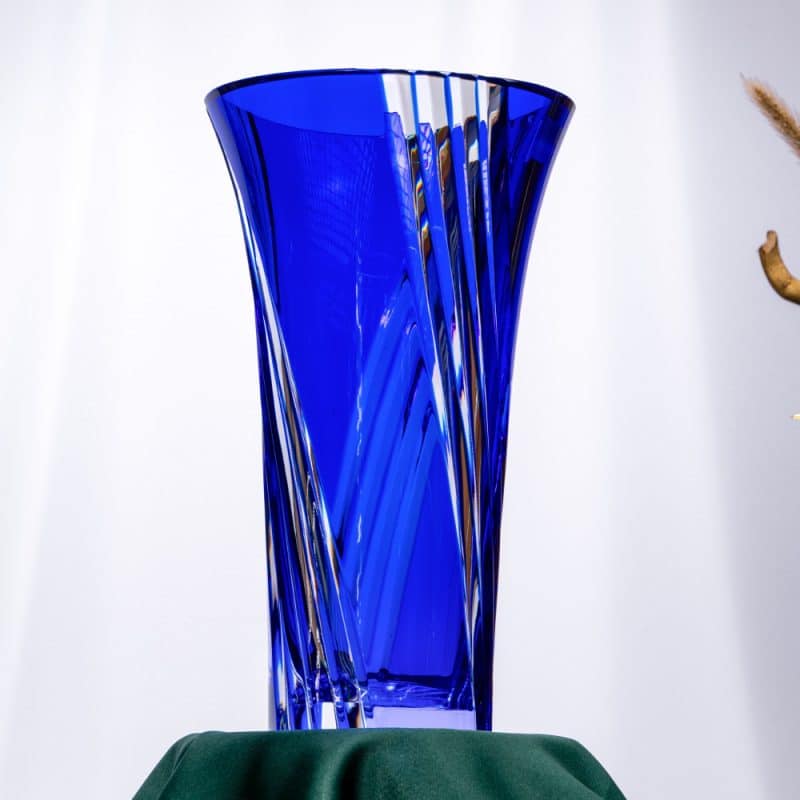 Blue Cristallerie de Montbronn Crystal Vase