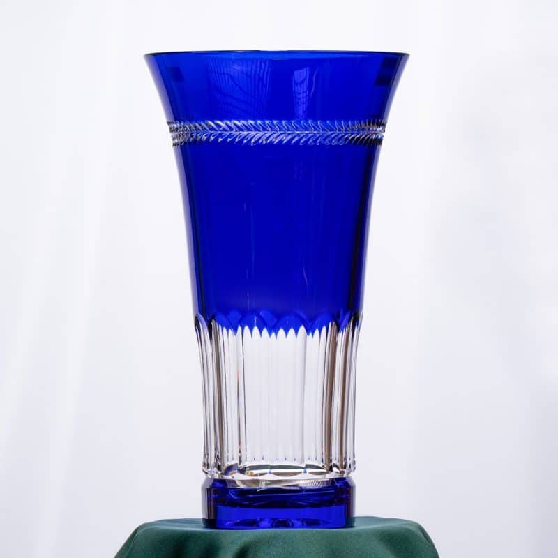 Blue Cristallerie de Montbronn Crystal Vase