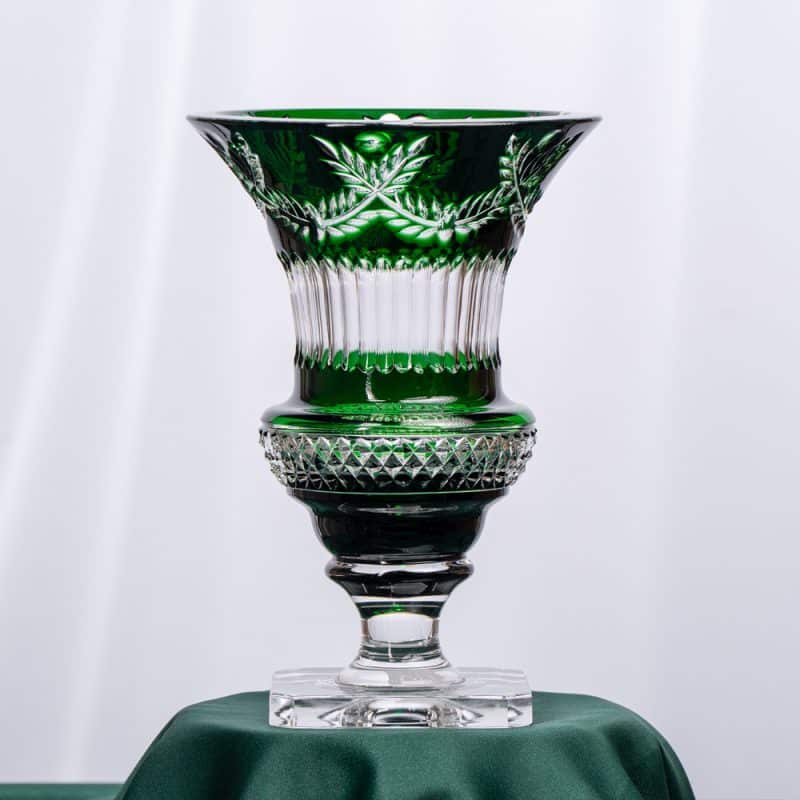 Green Cristallerie de Montbronn Crystal Vase