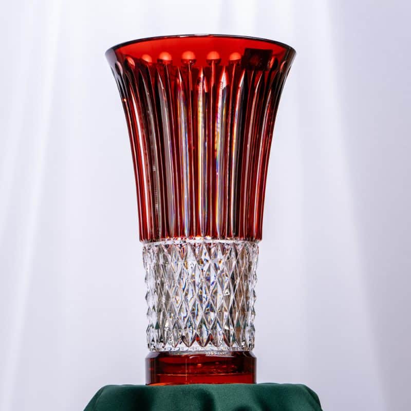 Dark Red Cristallerie de Montbronn Crystal Vase