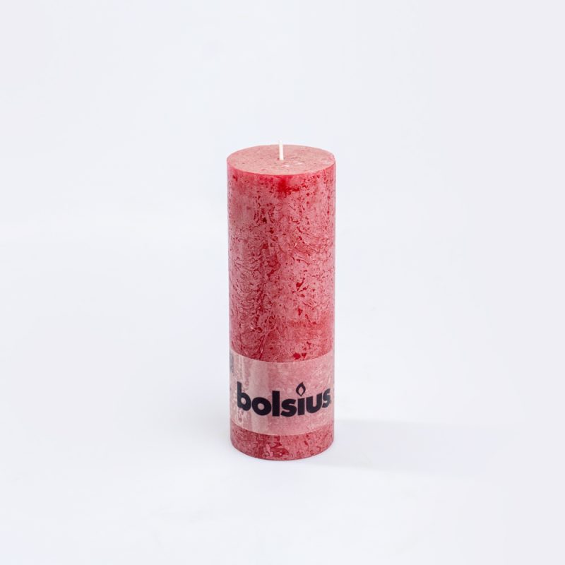 Bolsius Metallic Wine Red Pillar Candle 190x68mm