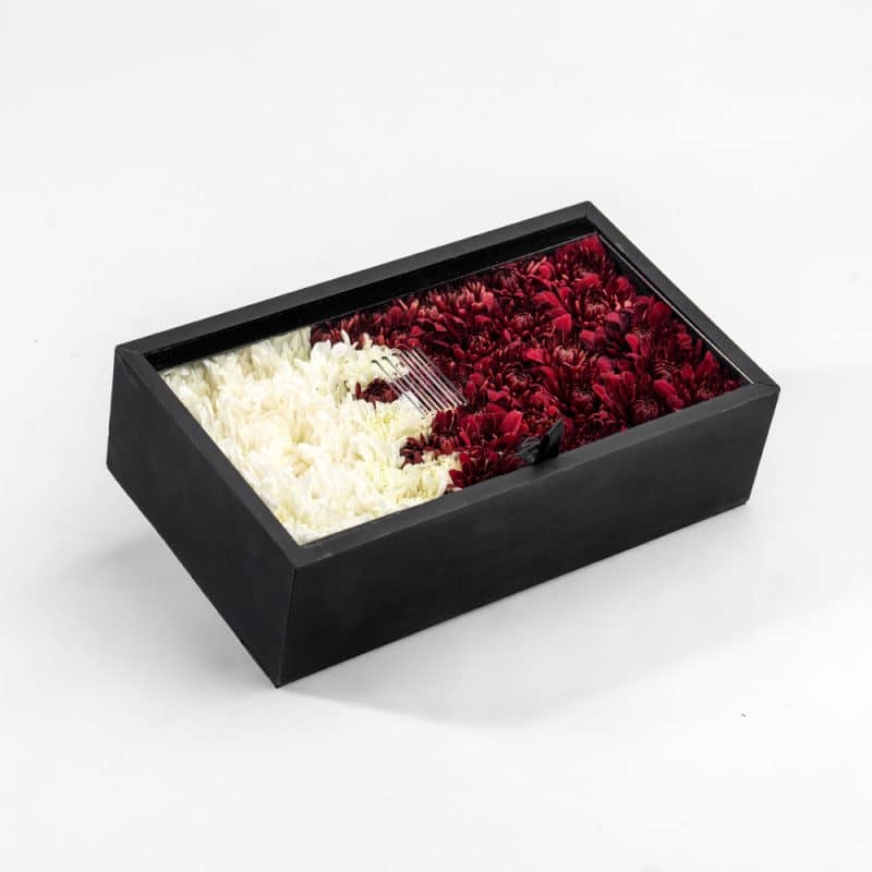 Qatar Flag Floral Box – Maroon and White