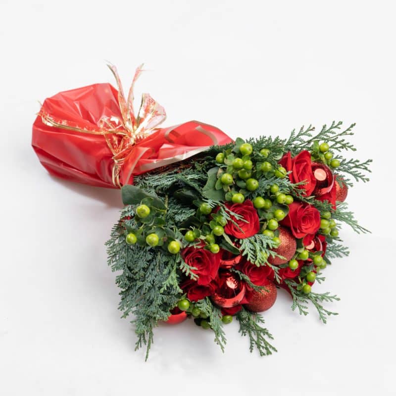 Sparkling Christmas Bouquet with Red Touches