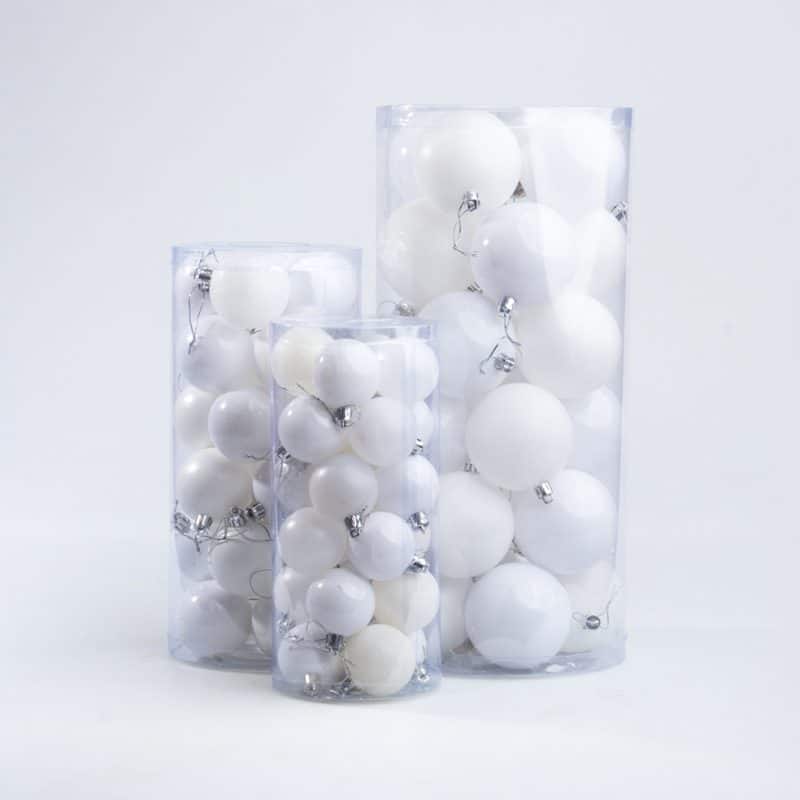 Luxury White Christmas Decoration Hanging Balls Mix - 24 pcs