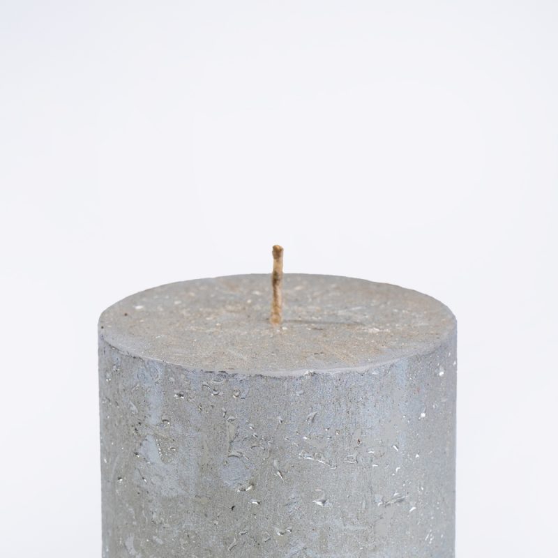 Bolsius Silver Metallic Rustic Pillar Candles -80x68mm