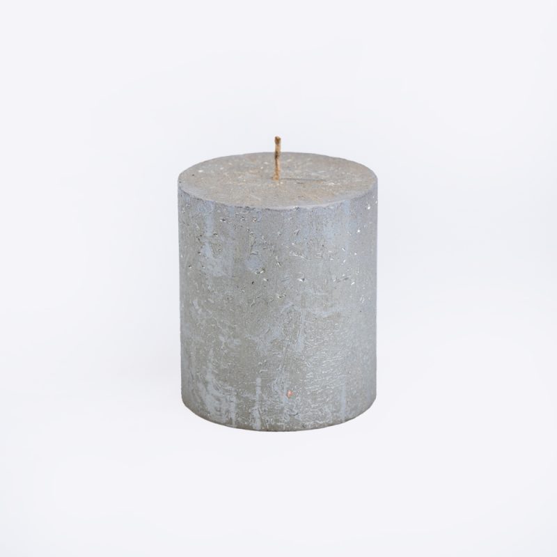 Bolsius Silver Metallic Rustic Pillar Candles -80x68mm