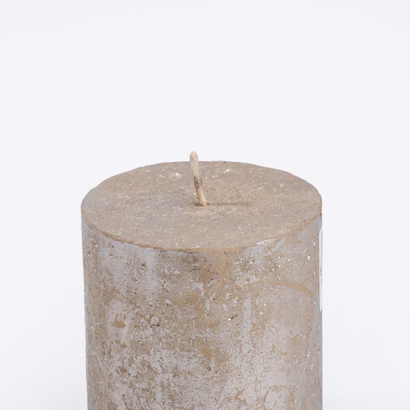 Bolsius Gold Metallic Rustic Pillar Candle - 80x68mm