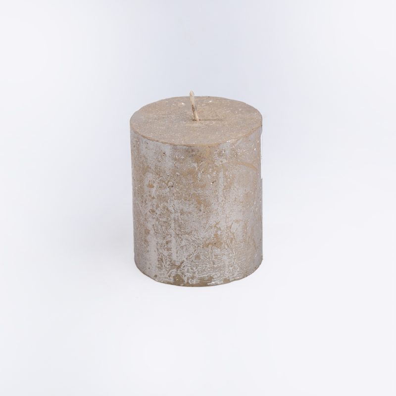 Bolsius Gold Metallic Rustic Pillar Candle - 80x68mm