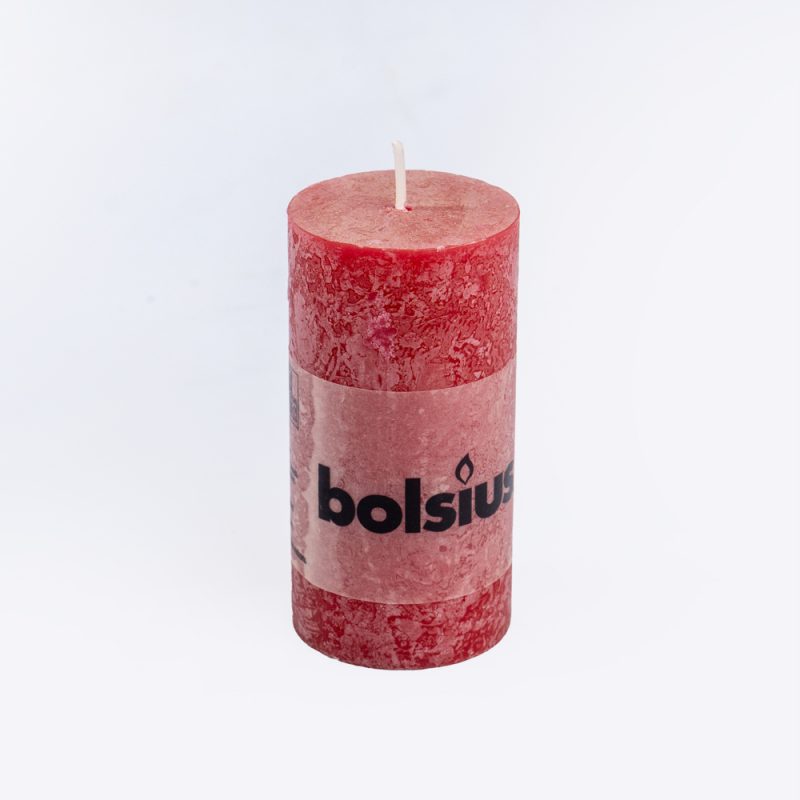 Bolsius Wine Red Textured Pillar Candle 10x5cm