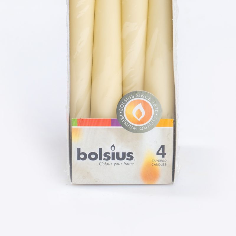 Bolsius Box of 4 Tapered Ivory Candles 245/24mm