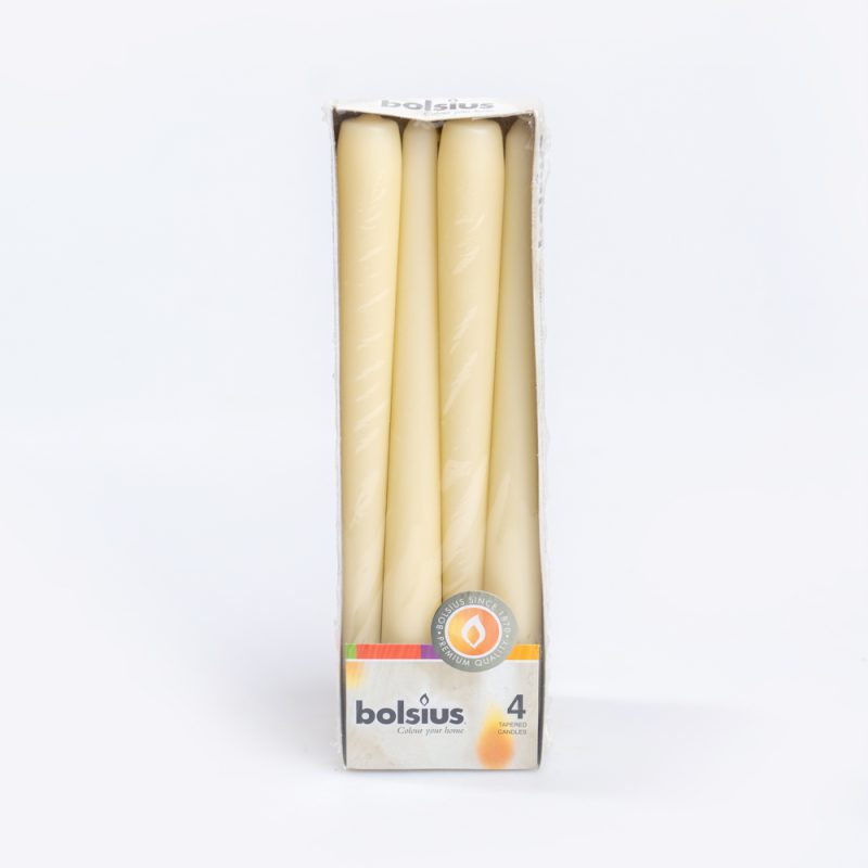 Bolsius Box of 4 Tapered Ivory Candles 245/24mm