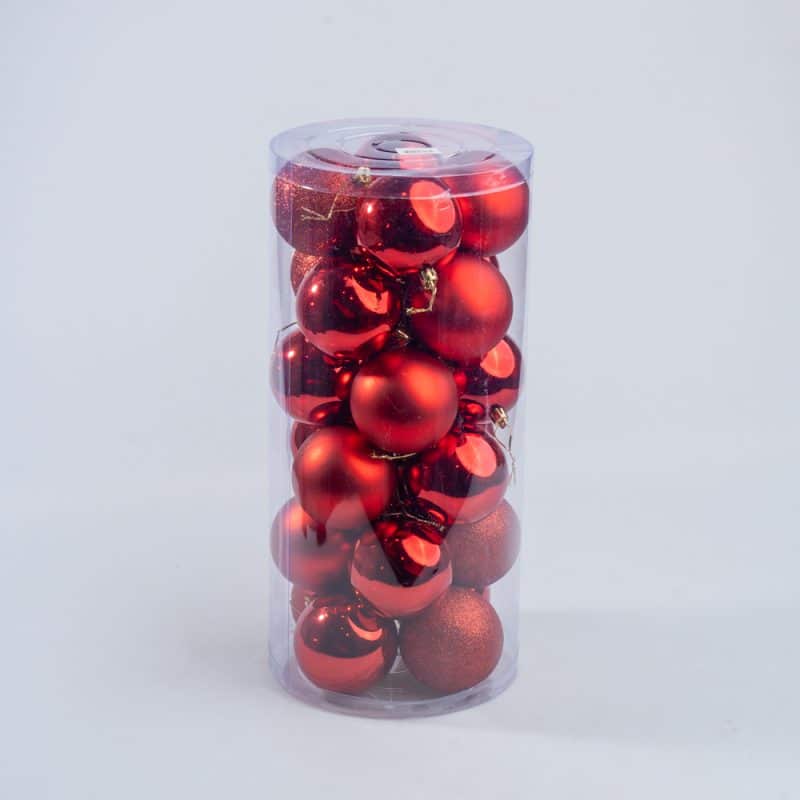 Luxury Red Christmas Decoration Hanging Balls Mix - 24 pcs