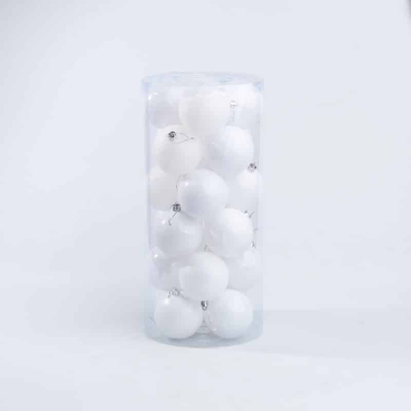 Luxury White Christmas Decoration Hanging Balls Mix - 24 pcs