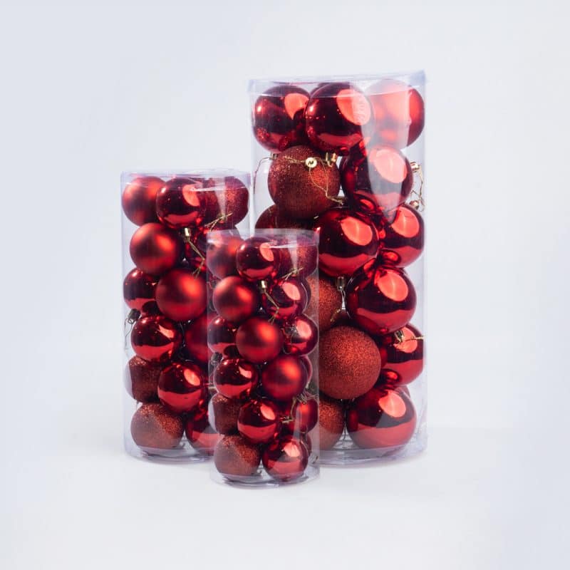 Luxury Red Christmas Decoration Hanging Balls Mix - 24 pcs