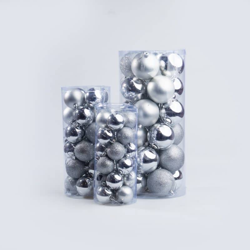 Luxury Sliver Christmas Decoration Hanging Balls Mix - 24 pcs